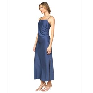 Skies Are Blue Dress, Size 1X, Slate Blue, Adjustable Straps, Ruched, Zip NEW!!!